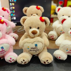 1277 Teddy Bear  - 35 CM HAPPY BIRTHDAY - Pink, Brown, Cream - MOQ 3